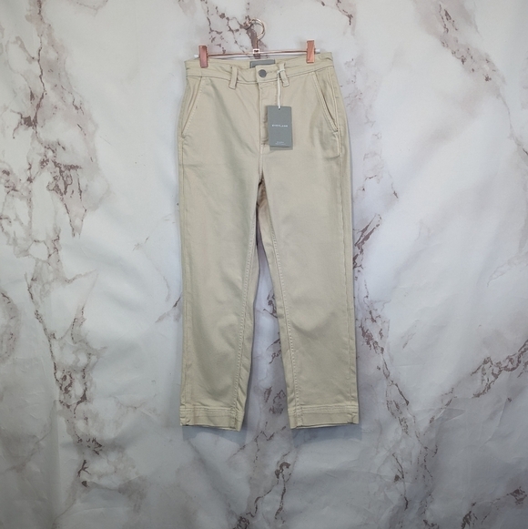 Everlane Pants 4 The Slim Leg Crop Sandstone Beige High Rise Stretch Anke - Picture 4 of 13
